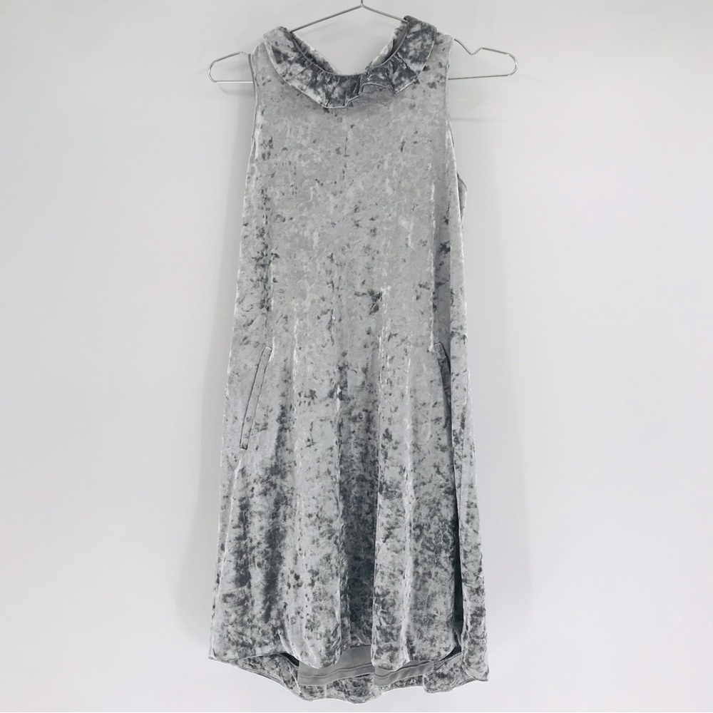 Tyler Boe Crushed Velvet Shift Dress Silver Size XS - Picture 2 of 8